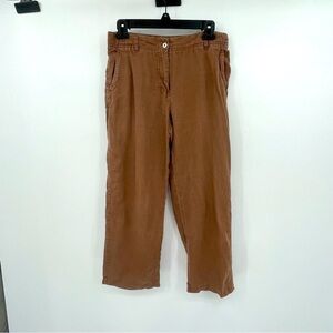 Alexandra Bartlett Linen Wide-Leg Pants – Brown, Size 2